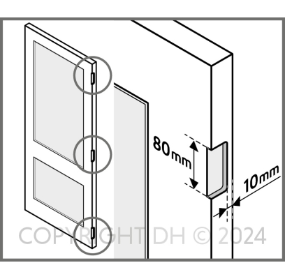Scharnierinkrozing 80X80 mm per 3 L1