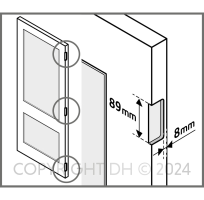 Scharnierinkrozing 89X89 mm per 3 L1